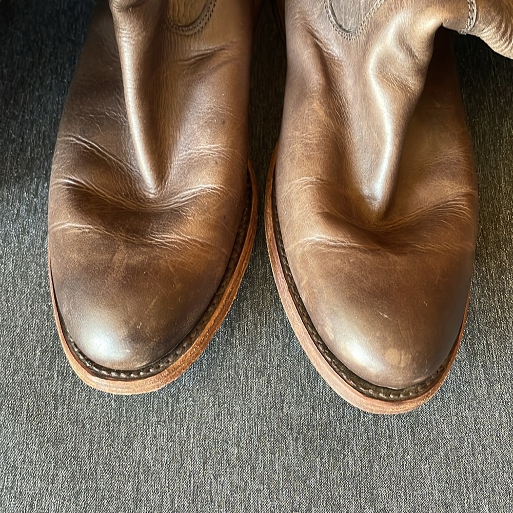 FRYE Jayden riding boots long brown oiled leather size US 8 - Picture 12 of 13